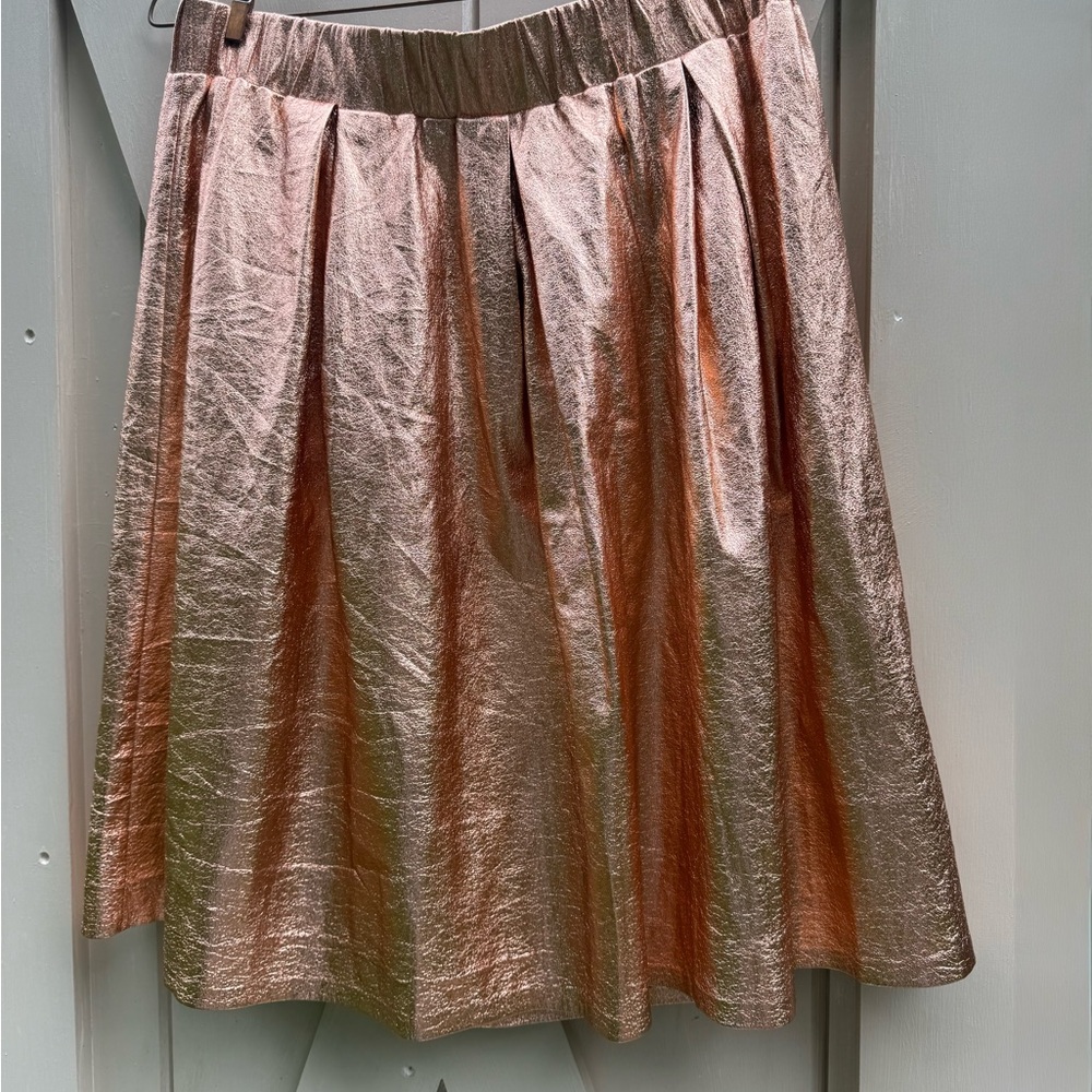 Moulinette Soeurs Shimmering Rose Gold A-Line Metallic Skirt Anthropologie Large